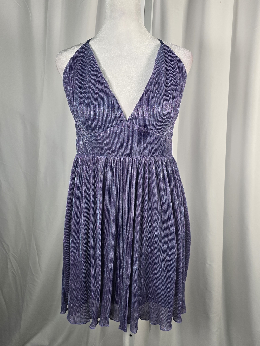 Sleeveless Plunging V-Neck Purple Party Dress